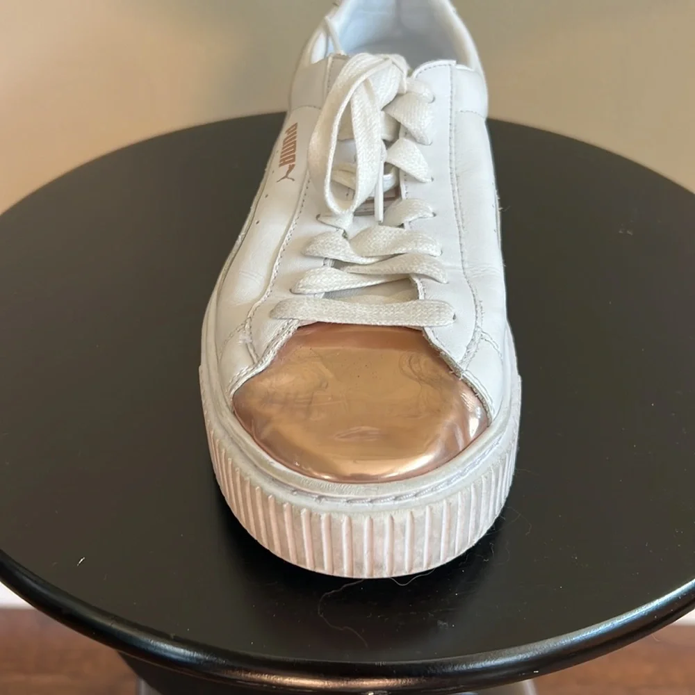 Puma Leather Shoes with Rose Gold Metallic Toe